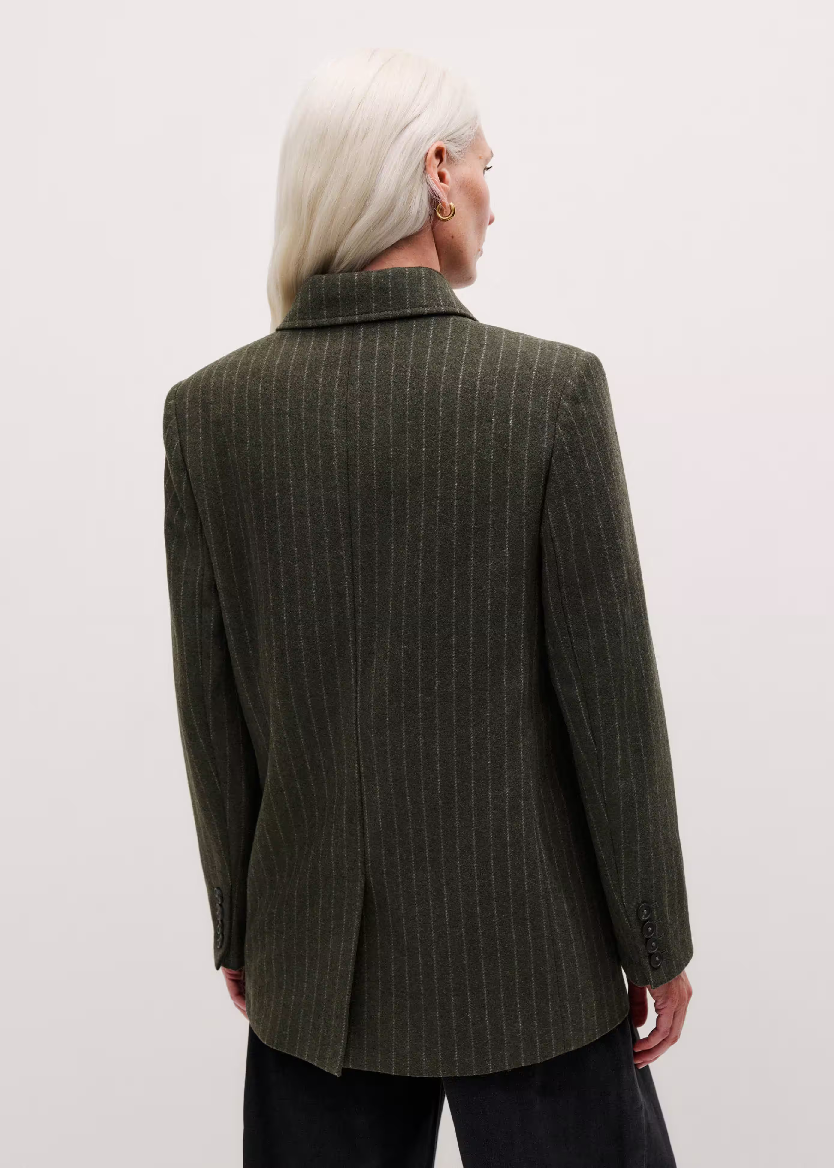 Longline Fitted Blazer Pinstripe Wool | ME+EM Global (Excluding US)