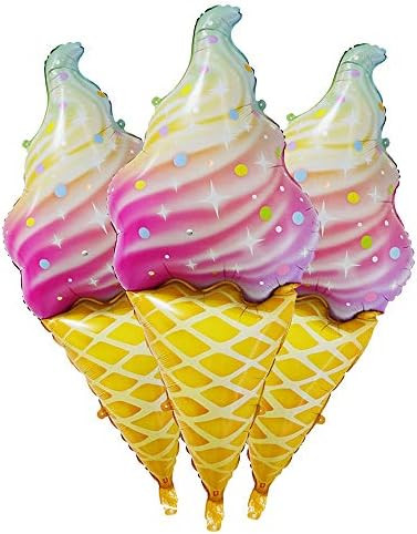 AnnoDeel 3pcs Ice Cream Foil Balloons, 46.4 X 18.8inch Large Sweet Candy Ice Cream Mylar Balloons fo | Amazon (US)