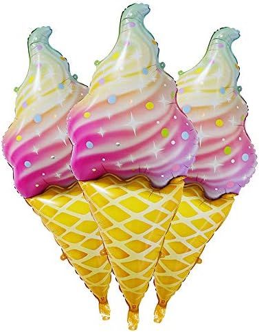 AnnoDeel 3pcs Ice Cream Foil Balloons, 46.4 X 18.8inch Large Sweet Candy Ice Cream Mylar Balloons fo | Amazon (US)
