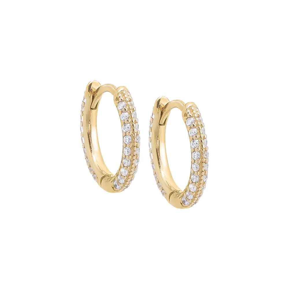 Pavé Rounded Huggie Earring 14K | Adina Eden