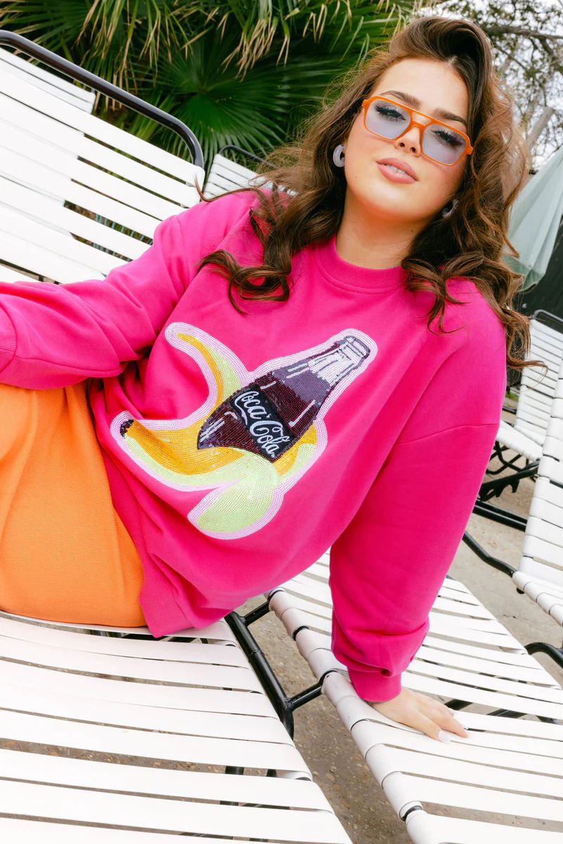 Hot Pink Banana Coca-Cola® Bottle Sweatshirt | Queen of Sparkles