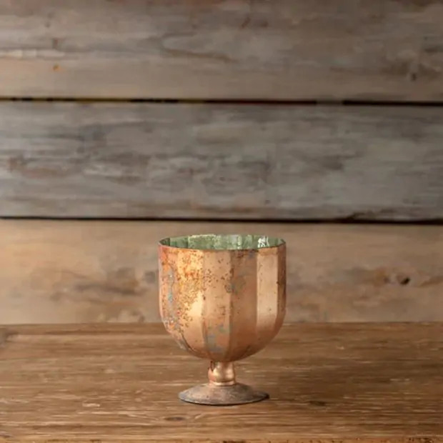 Beveled Mercury Glass Chalice | Antique Farm House
