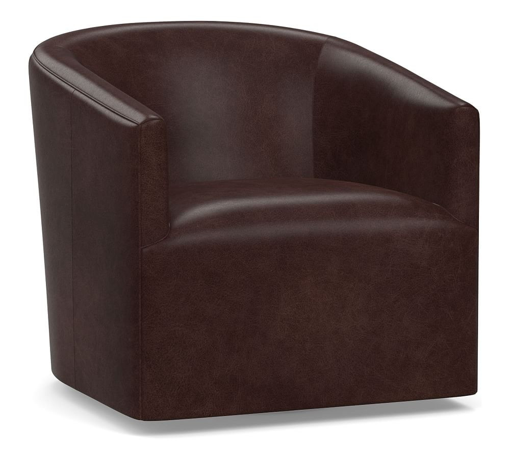 Baldwin Leather Swivel Armchair | Pottery Barn (US)