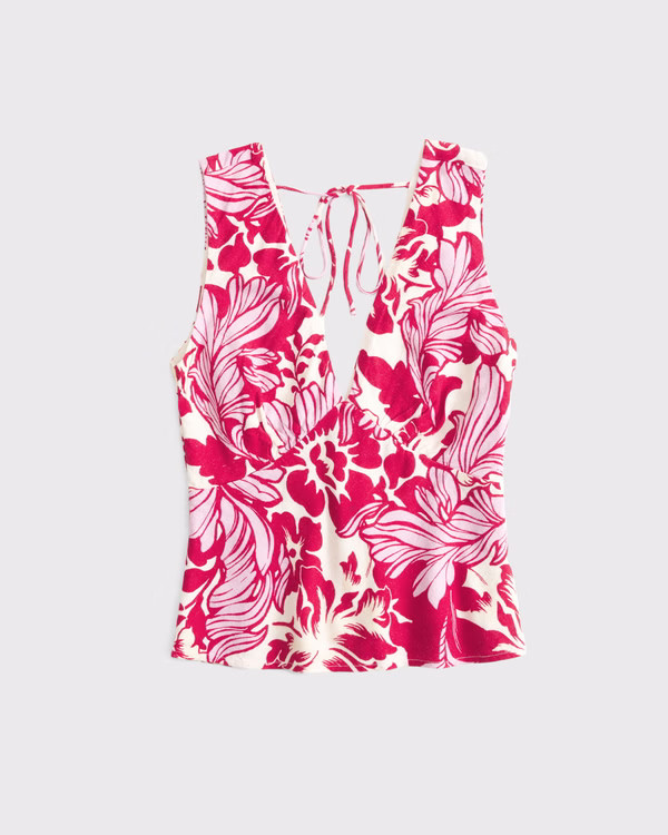 Women's  Linen-Blend Tie-Back Set Top | Women's Tops | Abercrombie.com | Abercrombie & Fitch (US)