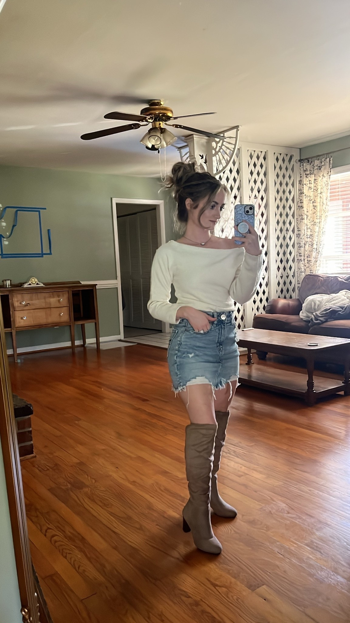 What I wore to work! It’s been a little chilly here in ENC so I decided to pair a of the shoulder sweater and suede knee high boots with a denim mini skirt. Everything is older so I linked similar what kind of could! 

#LTKgrwm #LTKPetite #LTKootd
