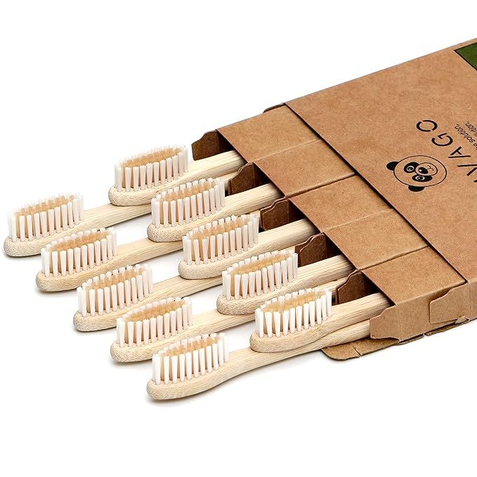 VIVAGO Biodegradable Bamboo Toothbrushes 10 Pack - BPA Free Soft Bristles Toothbrushes, Eco-Frien... | Amazon (US)