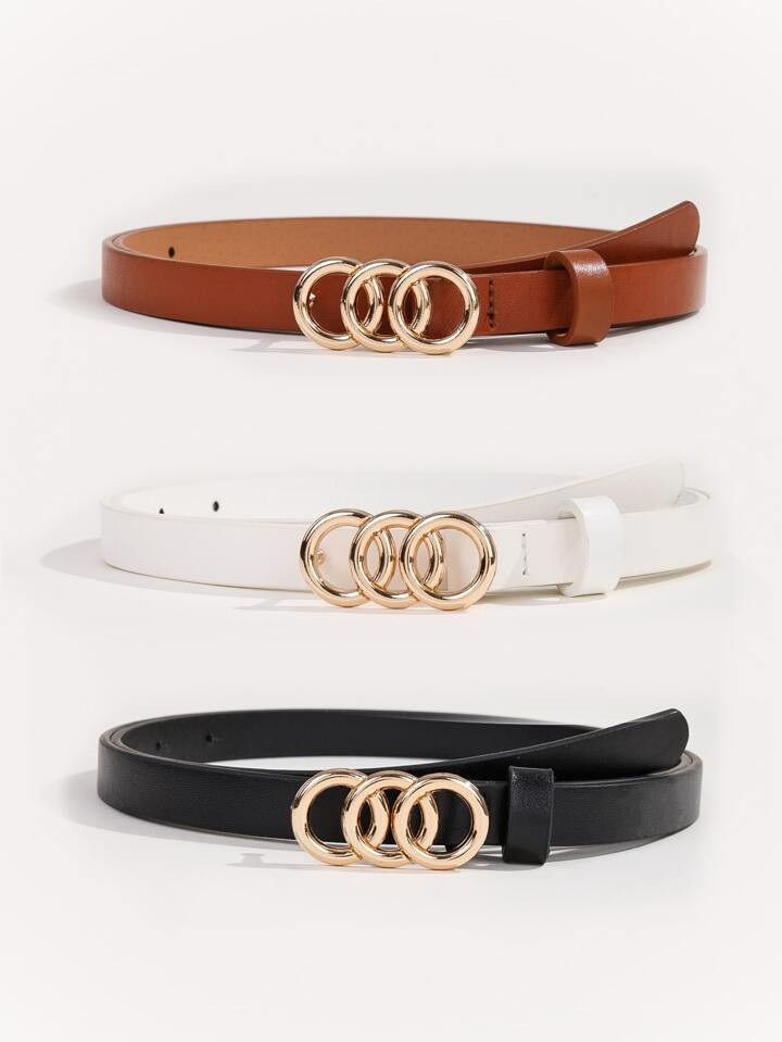 2000s Simple Style 3pcs 135cm Plus Size Round Buckle Belt for Coats and Dresses | SHEIN