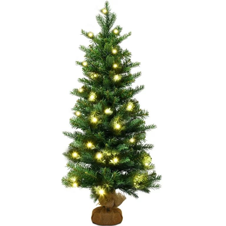 Costway 3Ft Pre-Lit Spruce Tabletop Christmas Tree Lights Timer | Walmart (US)