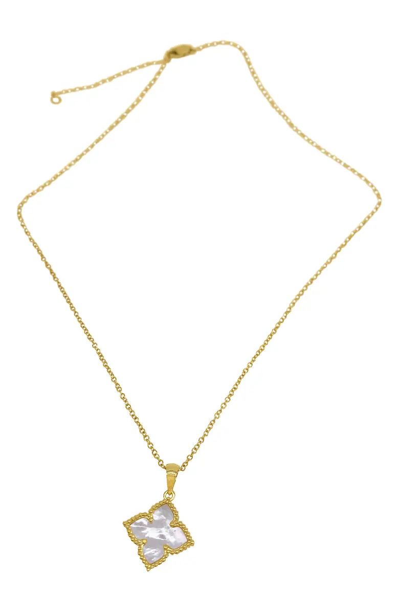 14K Gold Plated Mother-of-Pearl Quatrefoil Pendant Necklace | Nordstrom Rack