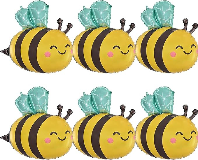 Bee Balloons 6 Pcs Foil Helium Shaped Animal Party Cartoon Woodland Balloons for Jungle Safari Th... | Amazon (US)