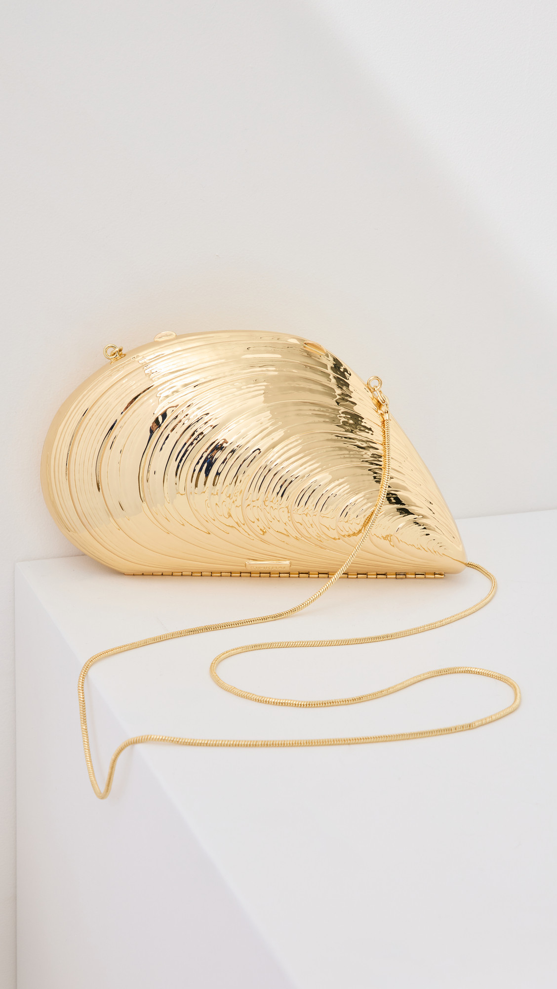 SIMKHAI Bridget Metal Oyster Shell Clutch Gold One Size | Shopbop