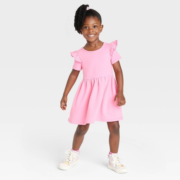 Toddler Girls' Ribbed Short Sleeve Dress - Cat & Jack™ Pink | Target