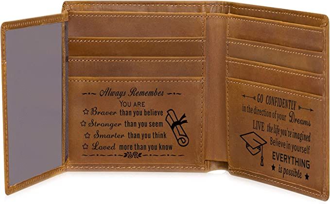 Fundykee Engraved Mens Wallet Personalized Leather Wallet for Men Husband Dad Son Boyfriend Love ... | Amazon (US)