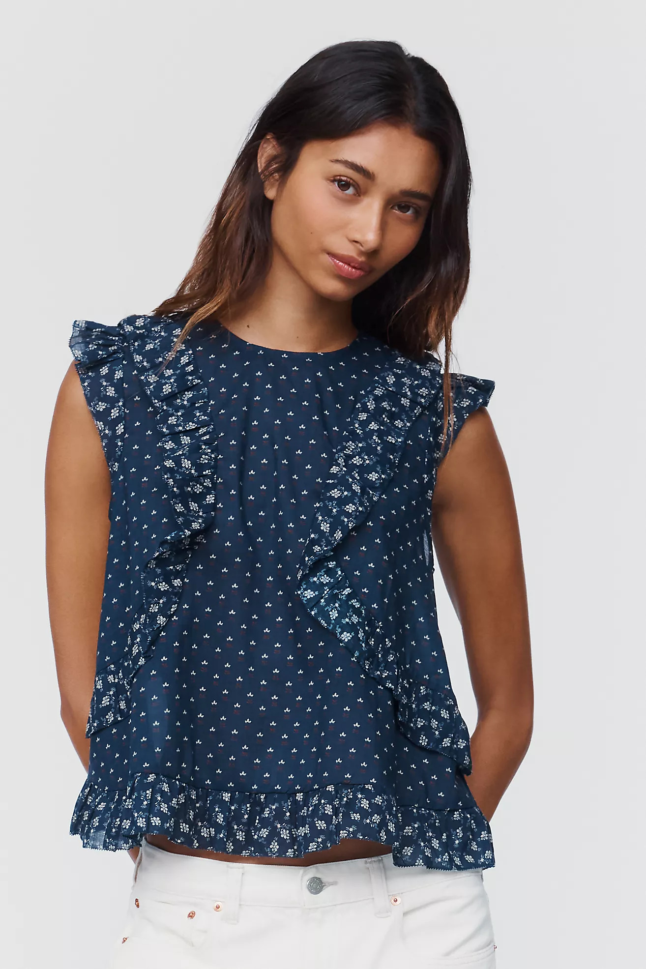 By Anthropologie 100% Cotton Ruffled Tank | Anthropologie (US)