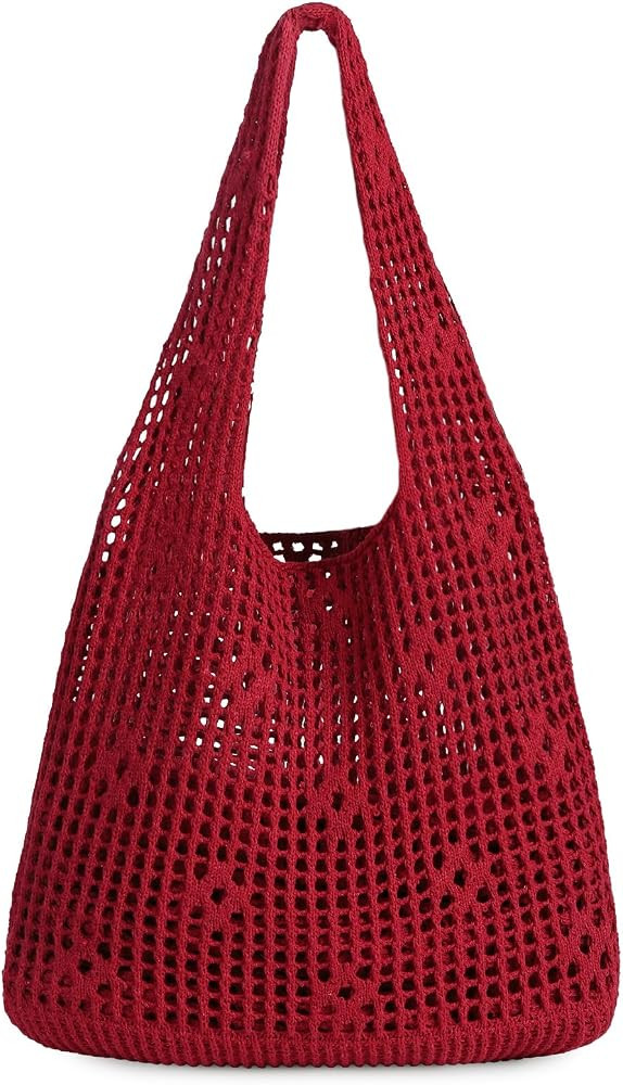 Sightor Crochet Tote Bag, Mesh Beach Bag Knit Summer Hobo Bag Vacation Boho Tote Bag for Women | Amazon (US)