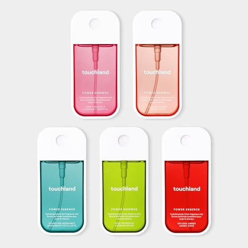 Touchland Power Essence Hydrating Body & Hair Fragrance, MOOD ELIXIR BUNDLE (Lush Tropicale, Peachy Lychee, Sparkling Bergamot, Rich Pistachio, Golden Amber) 2 FL. OZ. Travel Size Body Mist (Set of 5) | Amazon (US)