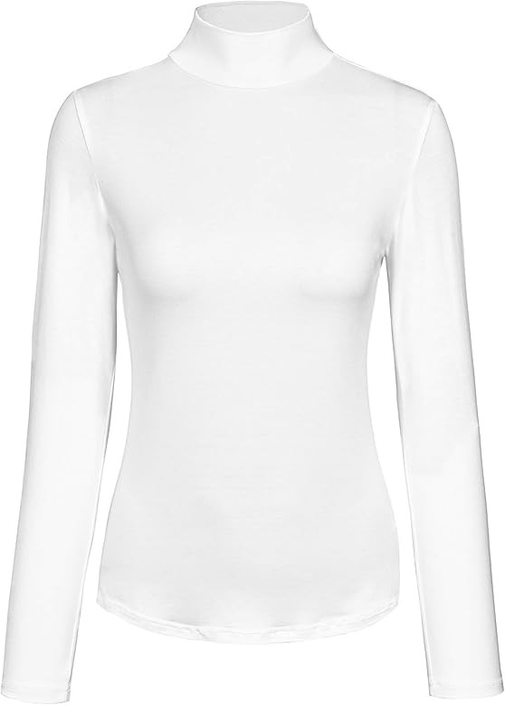 KLOTHO Women’s Slim Fitted Mock Turtleneck Tops Long Sleeve Lightweight Base Layer Shirts | Amazon (US)