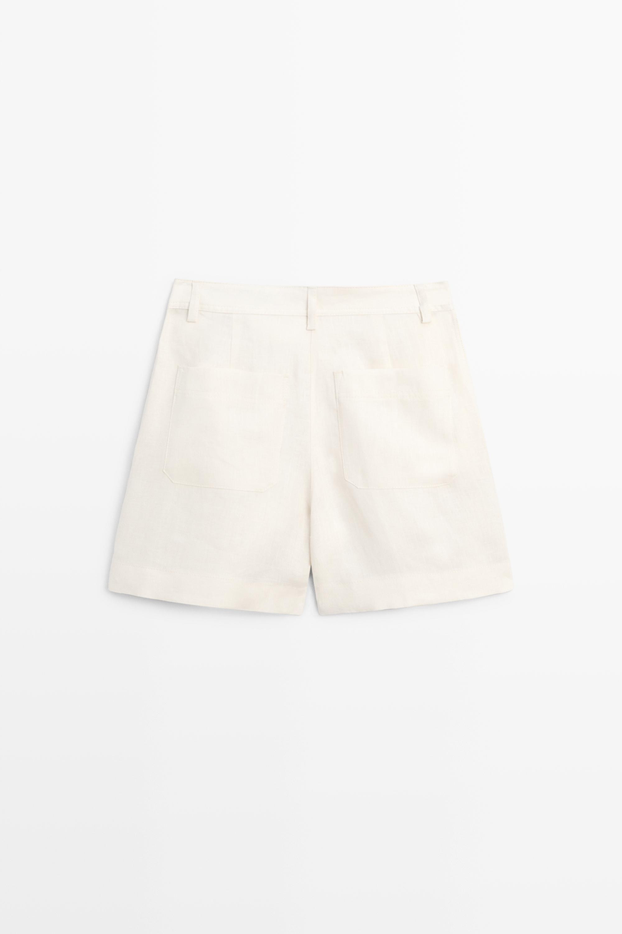 Pleated 100% linen shorts | Massimo Dutti US
