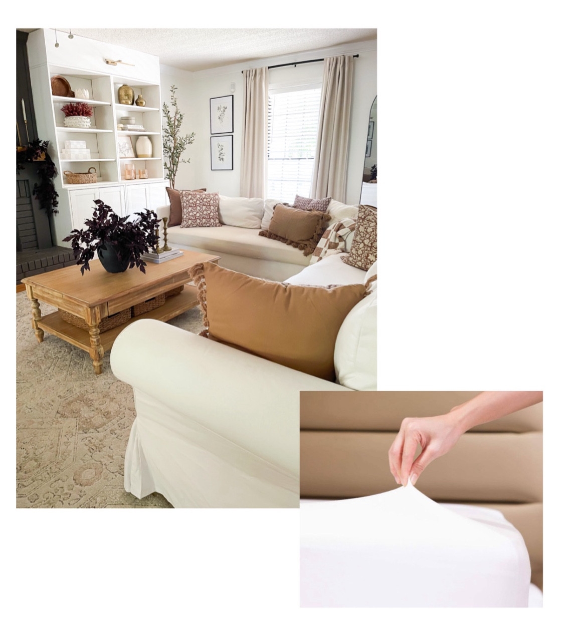 I use these stretchy fitted sheets on my sofa bottom cushions - easy to take the sheet off wash and put back on- great for in between washing the entire set of sofa covers (or if yours aren’t washable)… Perfect if you have kiddos and /or pets 

#LTKHome #LTKFindsUnder50 #LTKStyleTip