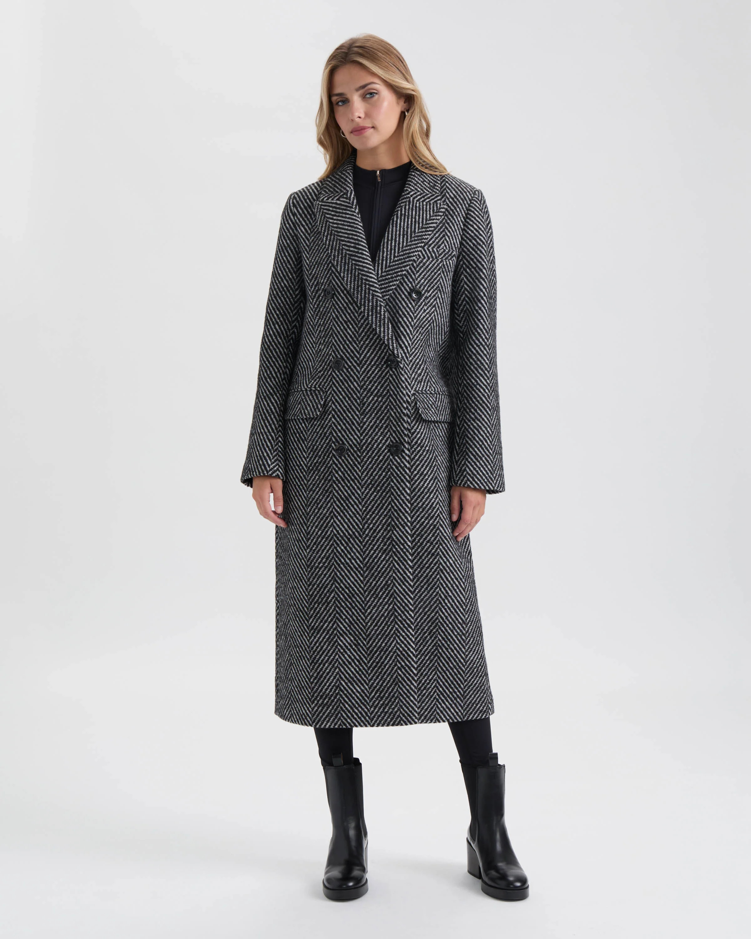 NVLT Women's Chevron Long Coat | Shop Simon