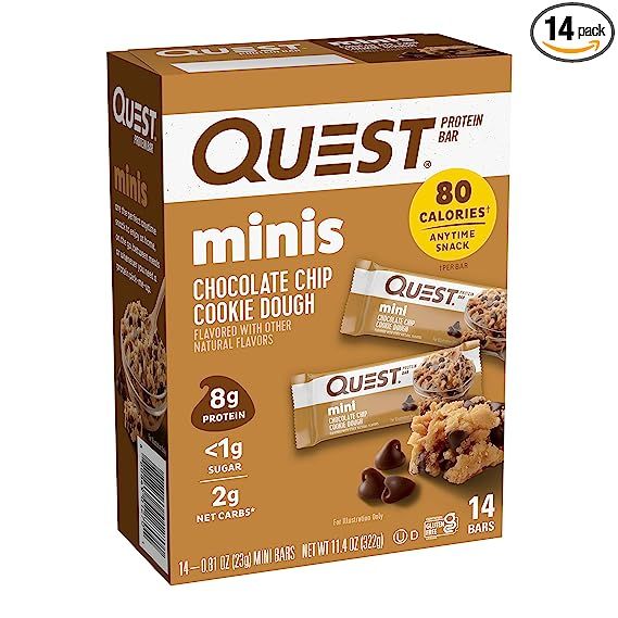 Quest Nutrition Mini Chocolate Chip Cookie Dough Protein Bars, High Protein, Low Carb, Keto Frien... | Amazon (US)