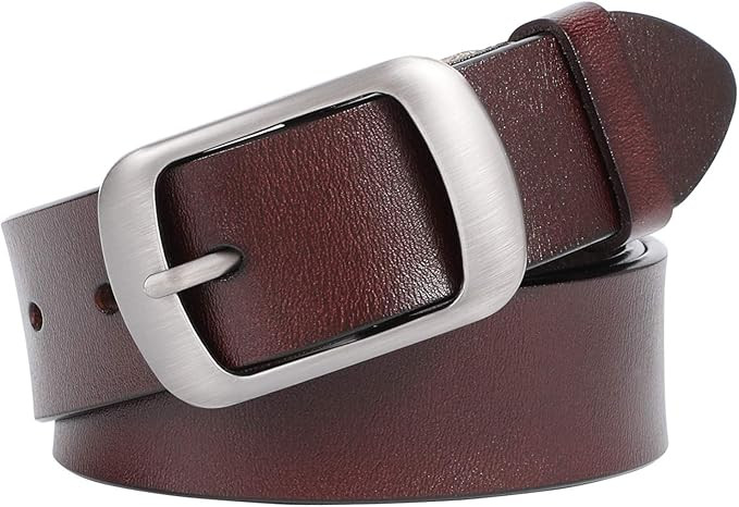 WHIPPY Women Leather Belts for Jeans Pants Fashion Dress Belt for Women with Solid Pin Buckle | Amazon (US)
