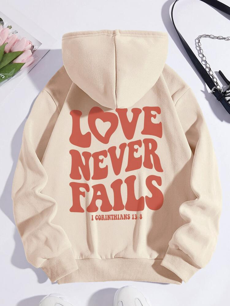Slogan Graphic Drawstring Thermal Lined Hoodie | SHEIN