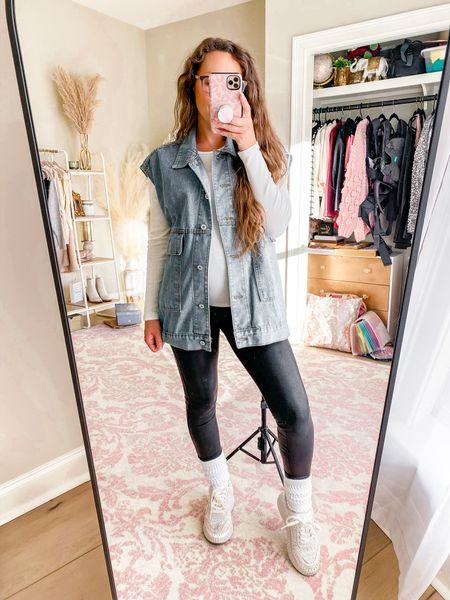 Casual Winter Outfit ft the Spanx Faux Leather Leggings ❤️

Wearing the maternity pair but this look works with the regular ones as well 🥰🤰

Slouchy socks, woven tennis shoes, sneaker outfit, denim vest, 90s style, oversized vest, winter outfit, winter style, thanksgiving outfit, thanksgiving look, thanksgiving outfit idea

#LTKSeasonal #LTKbump #LTKHoliday