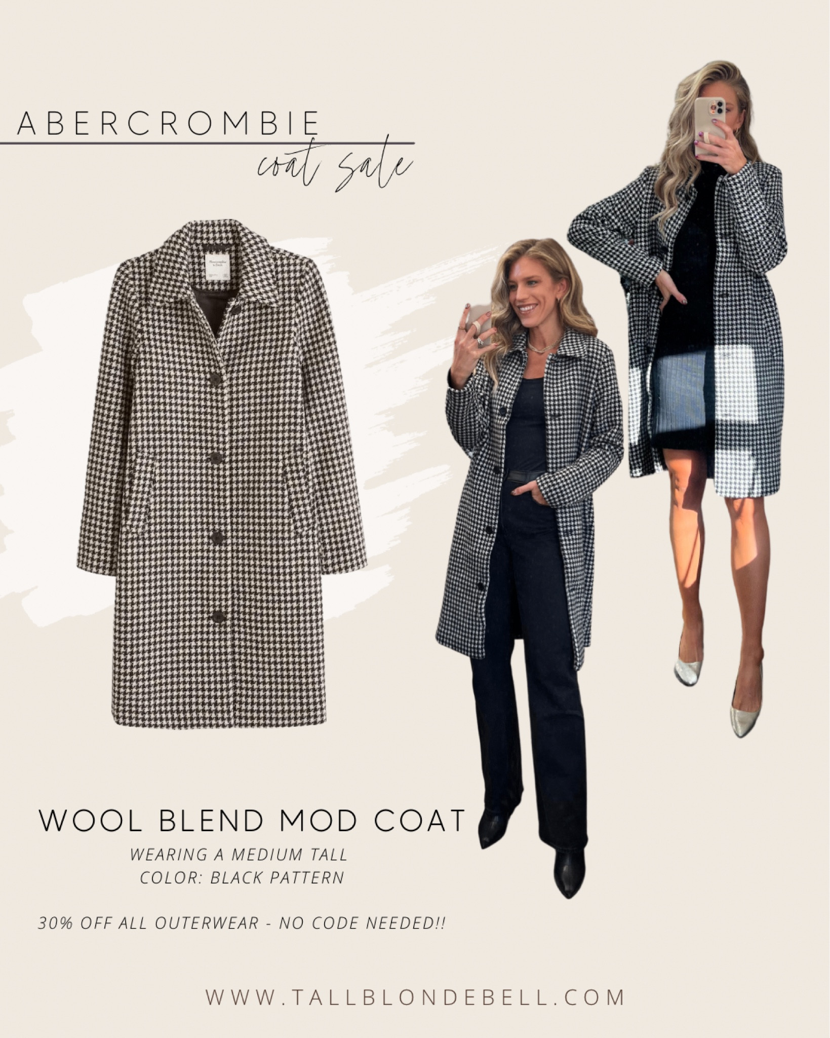abercrombie wool blend mod coat