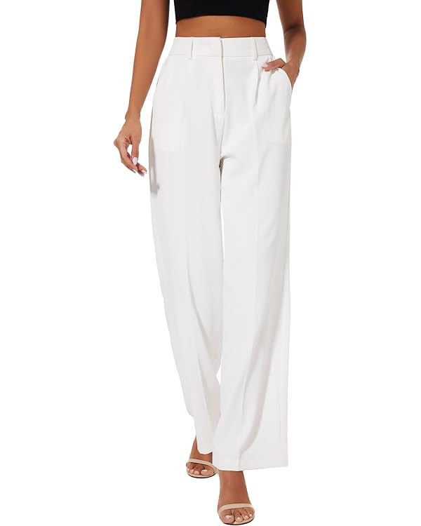 FUNYYZO Women Suit Pants Wide Leg Pants High Elastic Waisted in The Back Business Work Trousers L... | Amazon (US)