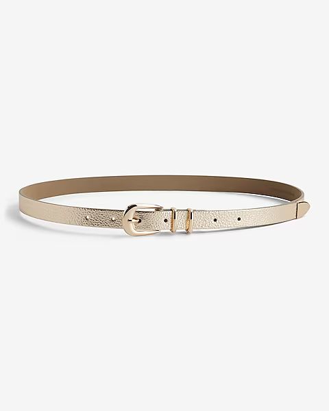 Faux Leather Textured Gold Tipped Buckle Belt | Express