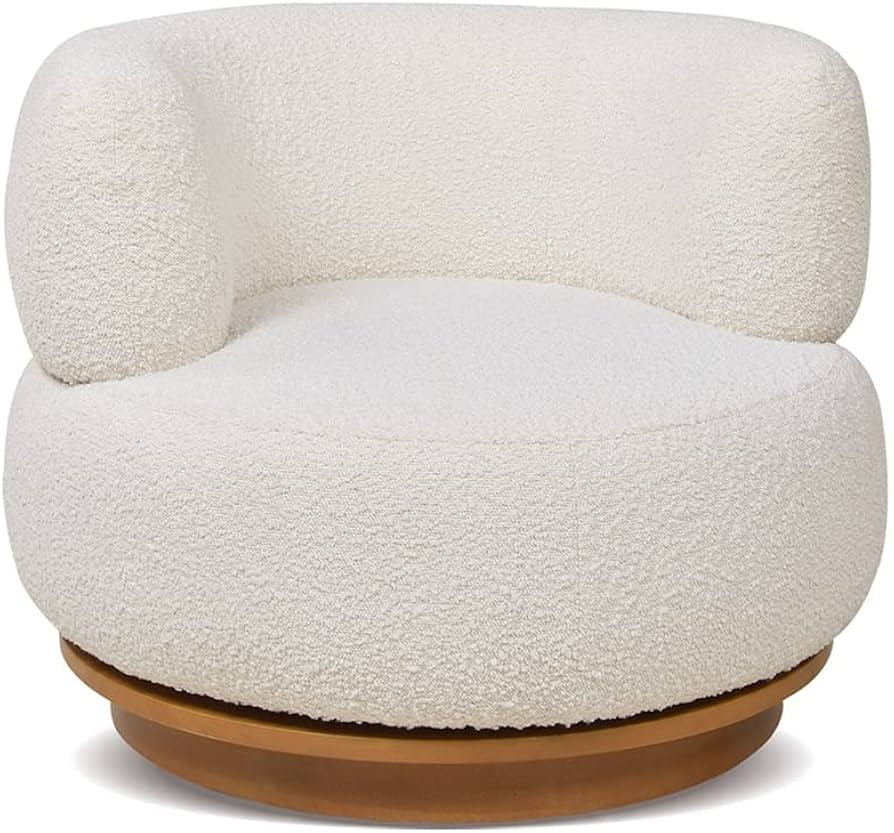 Jennifer Taylor Home Fuji 360 Swivel Barrel Back Accent Chair Ivory White Boucle | Amazon (US)