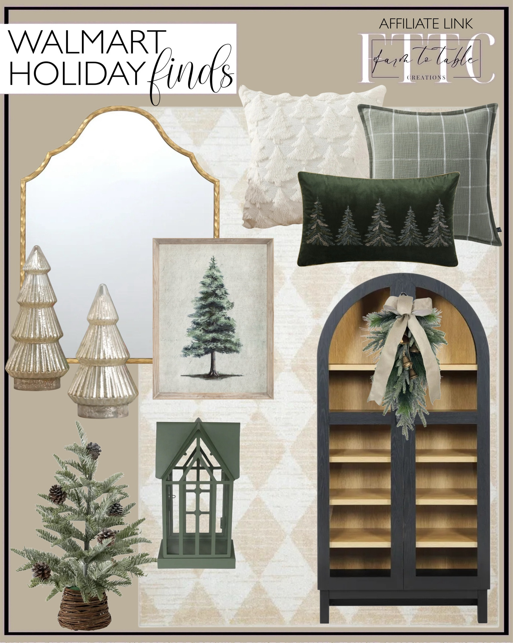 Walmart Holiday Finds. Follow @farmtotablecreations on Instagram for more inspiration.

Christmas Pillow Covers. My Texas House Embroidered Green/Gold Velvet Decorative Pillow Cover. My Texas House Bronwyn Beige Geometric Area Rug. Gold Frame Art Deco Arch Wall Mirror My Texas House. Better Homes & Gardens Decorative Tabletop Christmas Tree in Mercury Ribbed White Glass, Large. My Texas House Pinecone Tree Decoration, Brown. Winter Tree Reclaimed Wood Framed Woven Paper. Better Homes & Gardens Juliet Solid Wood Frame Arc Cabinet, Black Finish. My Texas House Sienna Cotton Yarn Dyed Reversible Decorative Pillow Cover, Sage Green. Light Grey Green Metal House 12.25in Height, Christmas Decor, Holiday Time. Christmas Bells with Bow Hanging Decor, 28 in, by Holiday Time. 

Trending Decor | Viral Decor | Amazon Holiday | Walmart Christmas | Christmas Table | Tablescape | Christmas Tree | Bedroom corner | Coffee Table Decor | Neutral Decor | Fall Stem Sale | Target Finds | Skinny Bench | Bedroom | Living Room | Breakfast Nook | Amazon Home | Target Sale | Loloi Rugs | Magnolia Home | console table | console table styling | faux stems | entryway space | front porch decor | neutral decor | entryway decor | cozy home | affordable decor |  home decor | home inspiration | Christmas stems | Christmas console | Christmas vignette | christmas decor | fall decorations | console styling | entryway rug | cozy moody home | moody home decor | neutral home | bathroom decor | tree ornaments


#LTKFindsUnder50 #LTKHoliday #LTKHome