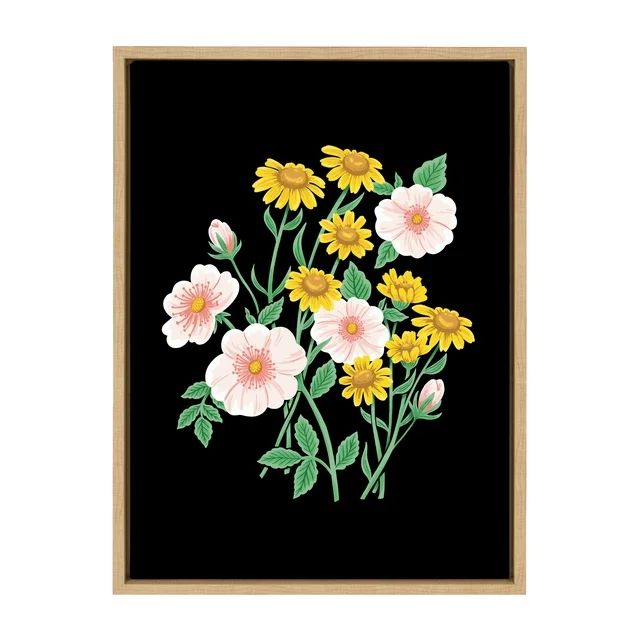 Kate and Laurel Sylvie Wildflowers Framed Canvas Wall Art by Maria Filar, 18x24 Natural, Chic Flo... | Walmart (US)