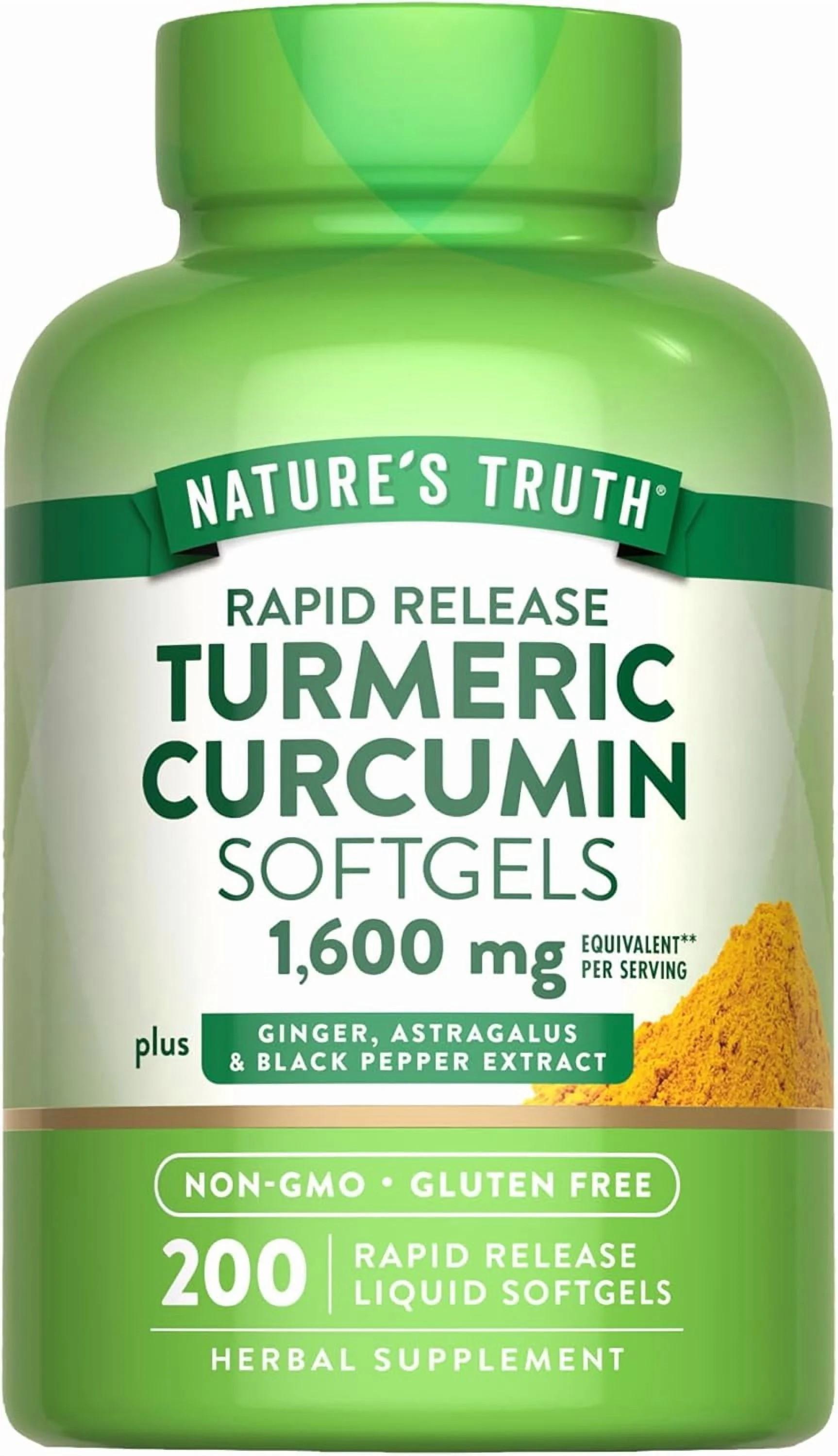 Turmeric Curcumin Complex | Plus Ginger, Astragalus, & Black Pepper Extract | 200 Softgels | by Nature's Truth - Walmart.com | Walmart (US)