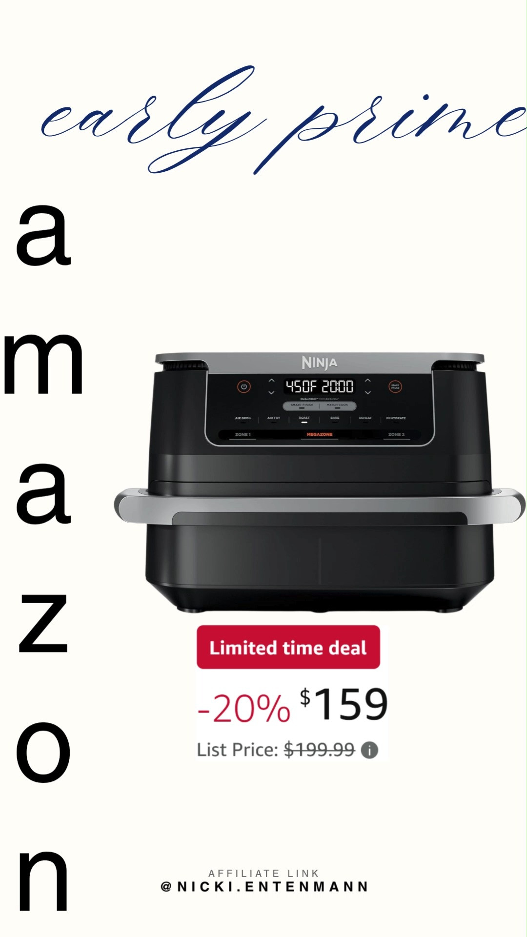 Ninja Foodi Air Fryer 6‑in‑1 with 7‑QT MegaZone and basket divider makes cooking large proteins and full meals simple. Powerful performance meets everyday convenience in one sleek design. 🍗🍟✨  

#NinjaFoodi #AirFryer #KitchenAppliances #CookingMadeEasy #HealthyCooking #MealPrep #HomeChef #KitchenEssentials #FoodieLife #SmartCooking 

 #LTKfoodie #LTKHome #LTKSaleAlert