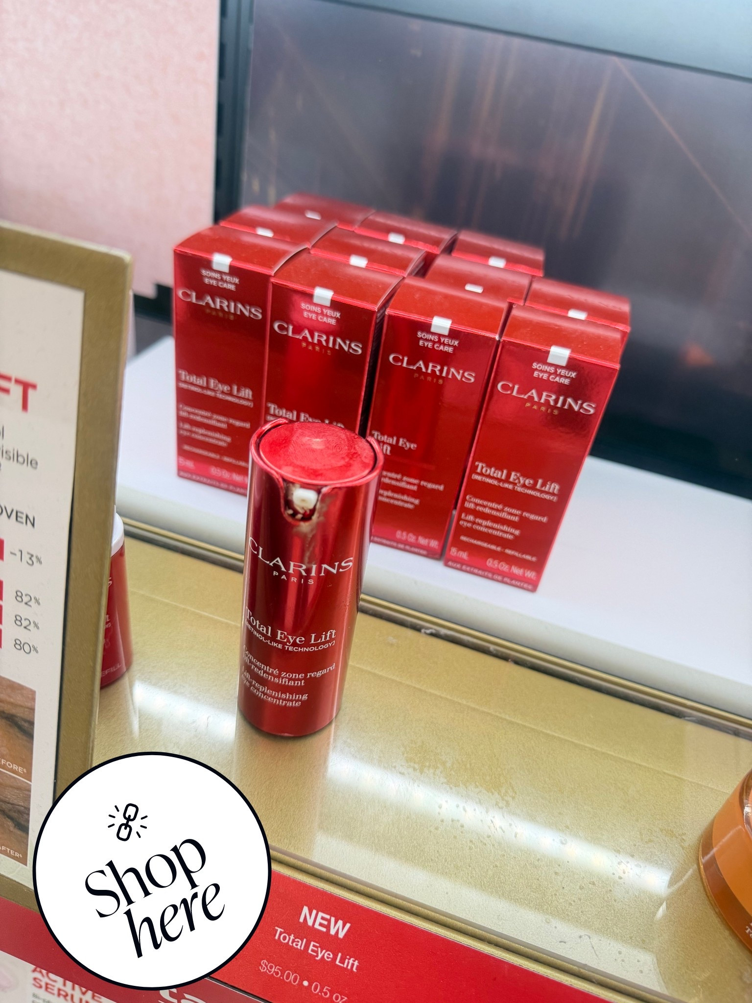 ✨ Total Eye Lift — A 30-Second Instant Lift ✨

If you’re looking for an eye cream that truly works, this is THE one.
Clarins Total Eye Lift is a powerful, concentrated treatment that lifts, smooths, and firms the eye area in just 30 seconds. Yes… only 30 seconds! 😍

From the very first application you’ll notice:
✔️ Lifted upper eyelids
✔️ A more open, awake look
✔️ Smoother fine lines
✔️ Firmer, brighter skin

It’s lightweight, absorbs quickly, and works perfectly under makeup or as part of your daily routine.
If you want your eyes to look refreshed, youthful, and lifted in seconds… this is your new must-have. ✨

#Clarins #TotalEyeLift #SkincareRoutine #EyeCare #AntiAging #BeautyTips #SkincareThatWorks #ByFabilous #MakeupByFabyta

#LTKBeauty #LTKGiftGuide #LTKFindsUnder100