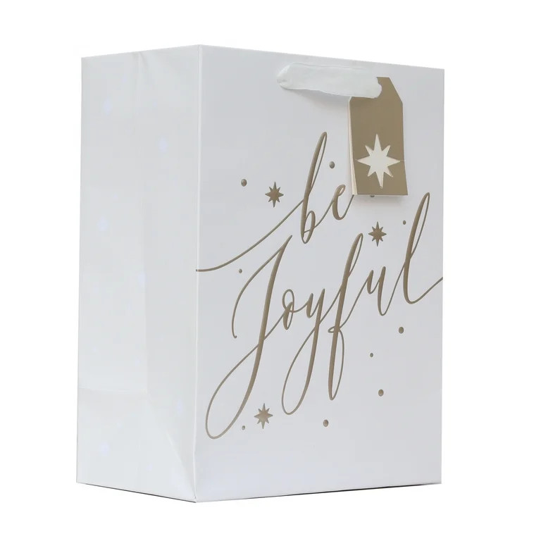 Medium Multicolor Be Joyful Christmas Paper Gift Bag, 7.5" x 4.5" x 9.87", by My Texas House | Walmart (US)