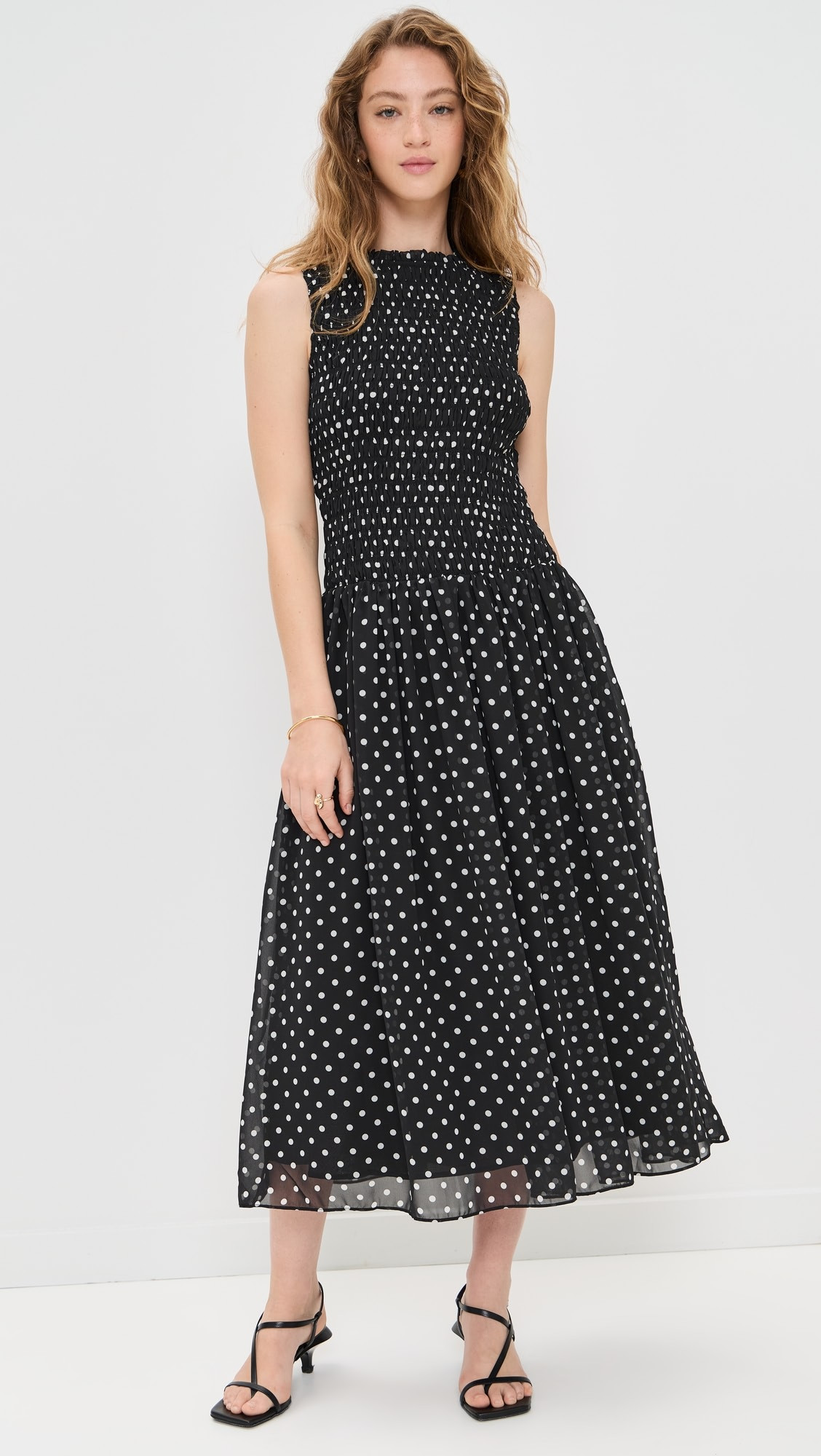 Smocked Drop Waist Polka Dot Maxi Dress | Shopbop