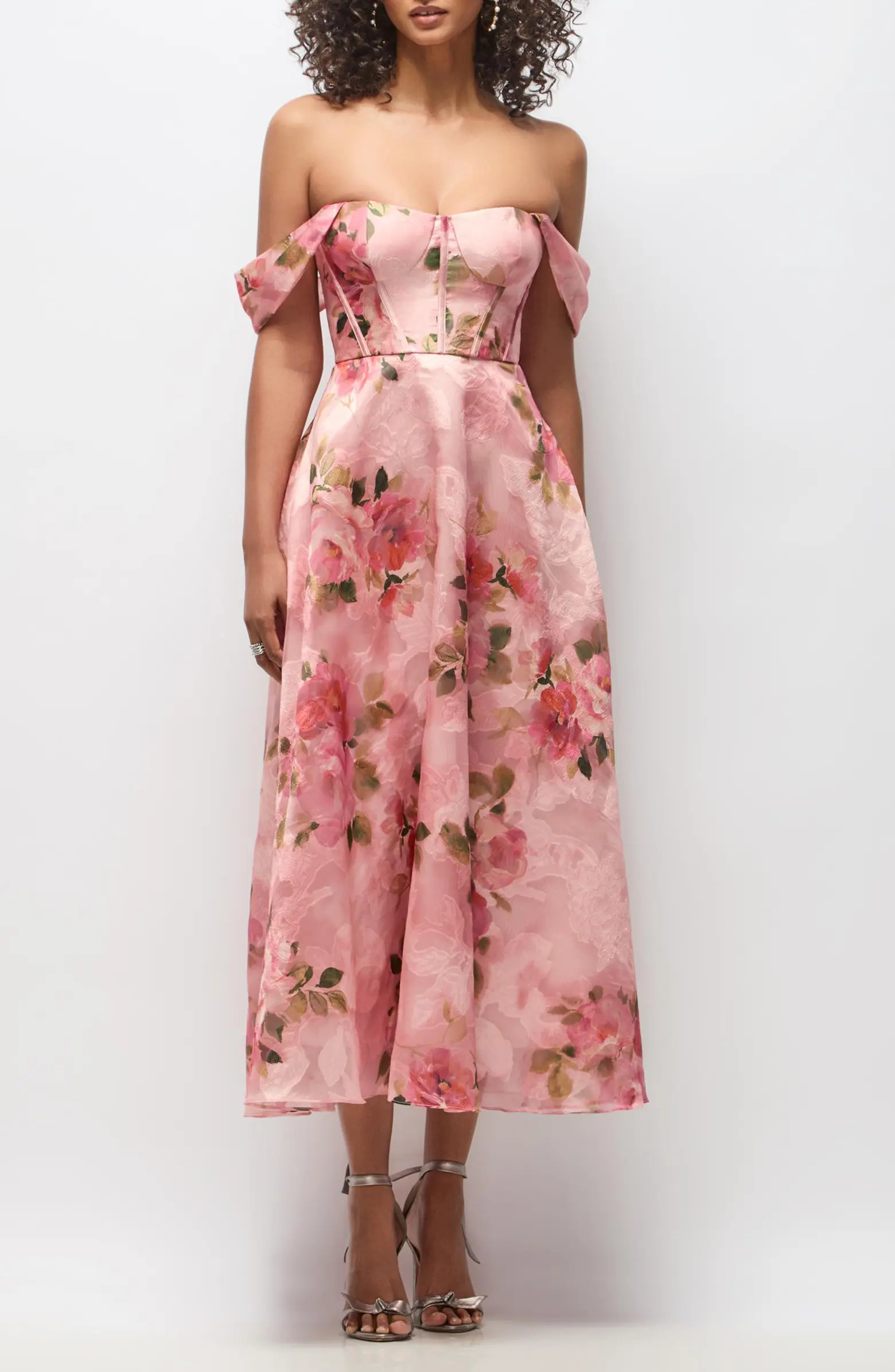 Edie Floral Jacquard Cocktail Midi Dress | Nordstrom