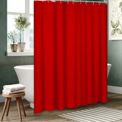 Red Dark Waterproof Shower Curtain,Solid Red with Valentine Day Christmas Plain Color Wall Shower Curtains for Bathroom with 12 Hooks,72 Inch | Wayfair North America