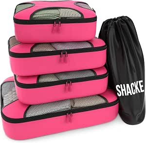 Shacke Pak - 5 Set Packing Cubes - Travel Organizers with Laundry Bag (Precious Pink) | Amazon (US)