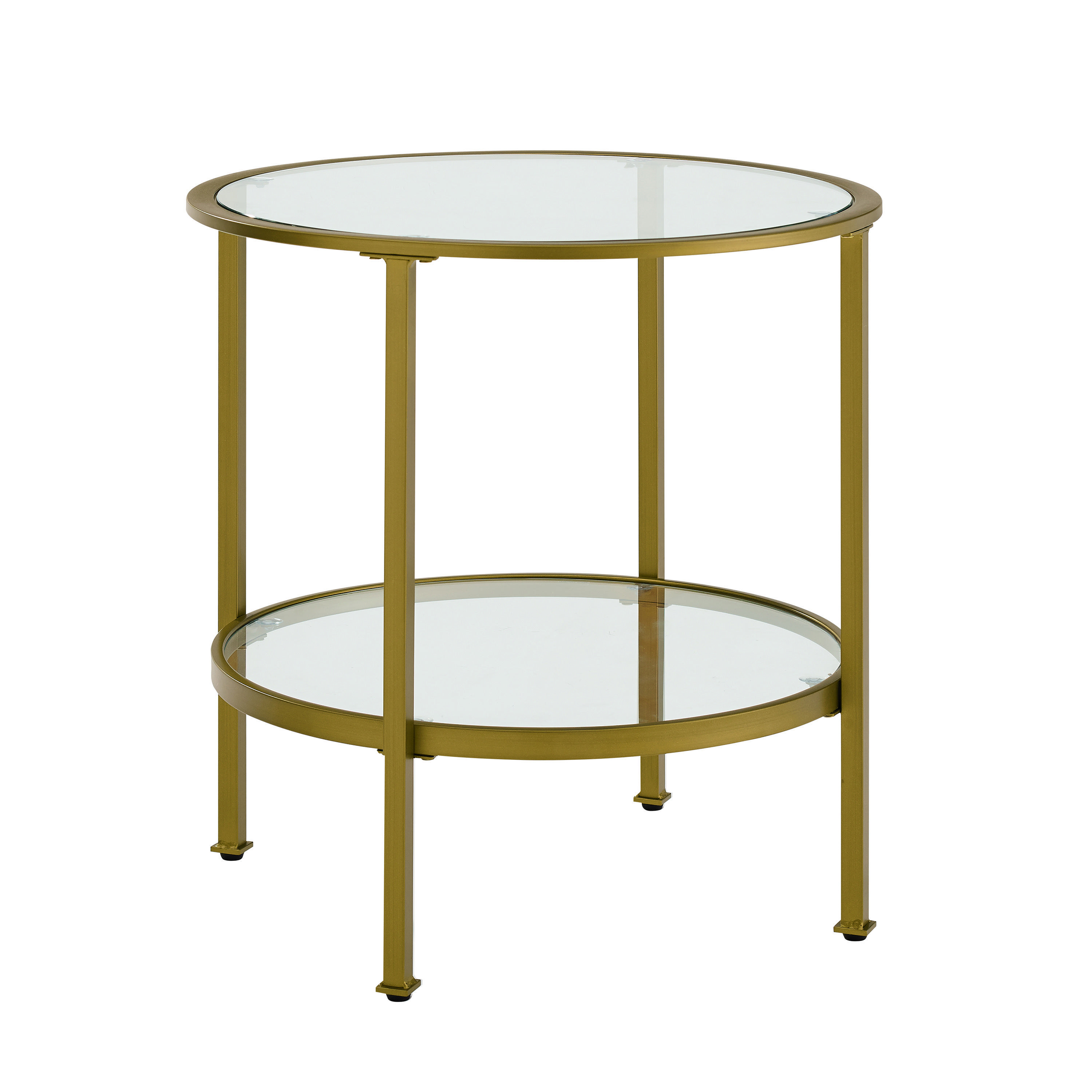 Milayan Round Metal and Glass End Table With Shelf | World Market