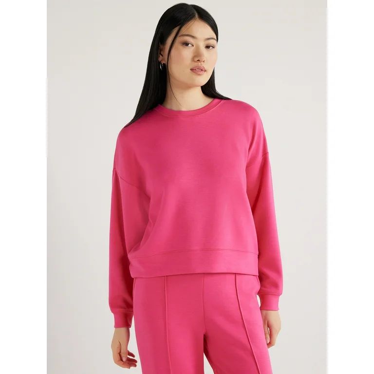 Scoop Women's Scuba Knit Cropped Sweatshirt with Drop Sleeves, Size XS-XXL | Walmart (US)