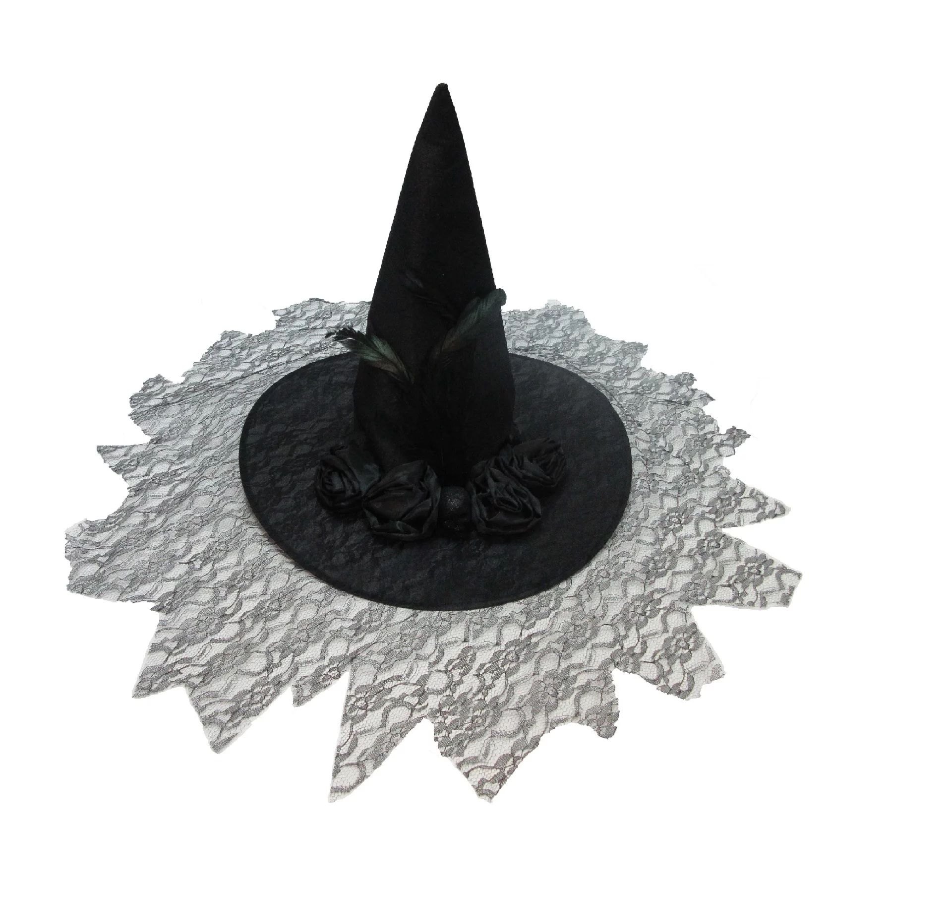 Way To Celebrate Black Lace Witch Hat Halloween Costume Accessory | Walmart (US)