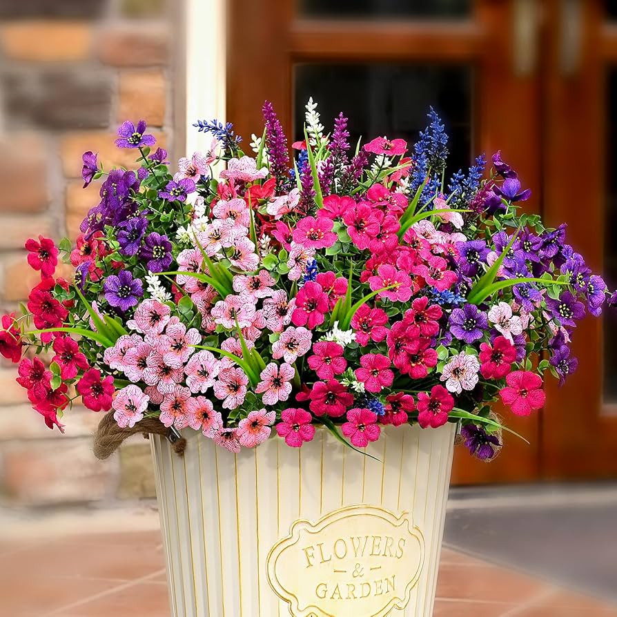 Waipfaru Artificial Flowers for Outdoors, 12 Bundles Fake Outdoor Flowers, UV Resistant Faux Plan... | Amazon (US)