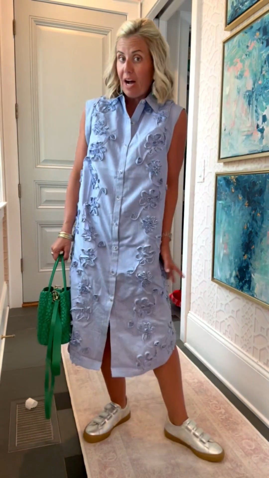 Let’s talk about how adorable this dress is y’all! The details of this dress are stunning! Pop the collar on this classic look and off we go! I’m in xs dress and 8 sneaker tts. 

@Anthropologie 
#anthropartner

#LTKdayinmylife #LTKootd #LTKmomlife