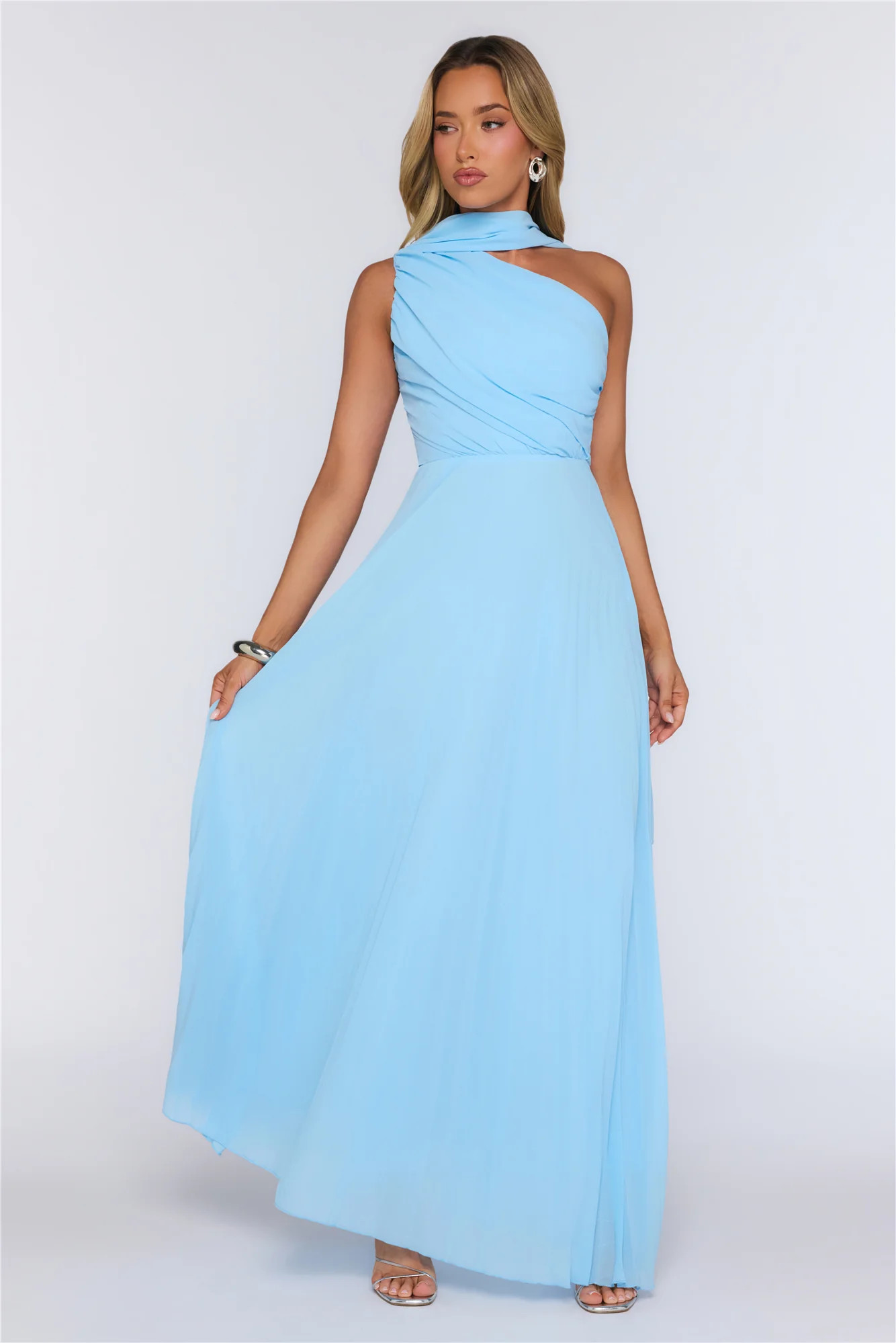 Rosy Romance One Shoulder Maxi Dress Blue | Hello Molly (US)