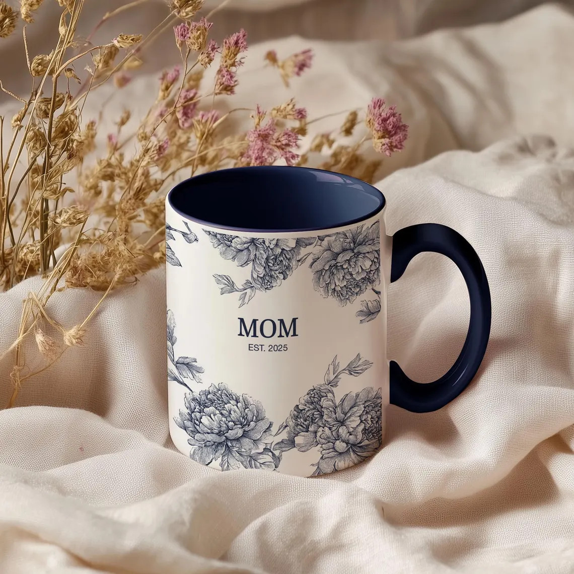 Personalized New Mom Mug For Mom, Custom Mother's Day Gift, Coquette Pink Toile Mug Gift For New ... | Etsy (US)