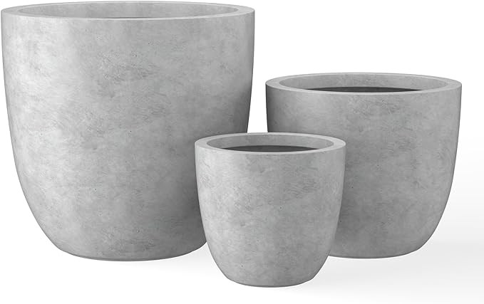 Kante 18",14",10" Dia Concrete Round Planters (Set of 3), Outdoor Indoor Large Planter Pots with ... | Amazon (US)